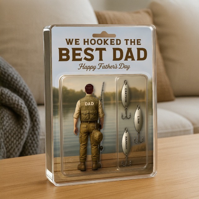 Benutzerdefinierte Figur Personalisierte Acryl-block-plakette Wir Haben Den Besten Papa Gehakt Feiern Sie Den Vatertag Mit Einem Benutzerdefinierten Angelhaken Das Ultimative Angel-tributgeschenk Für Pops