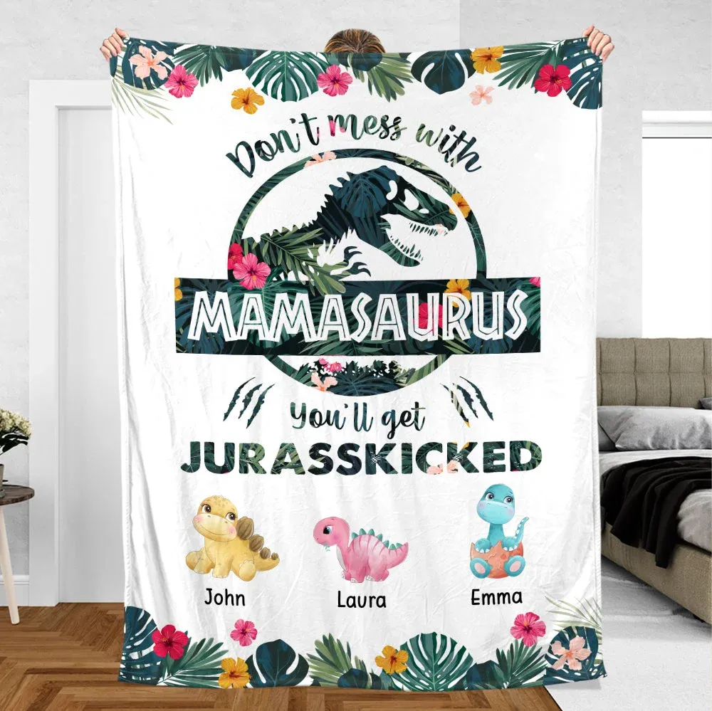 Don't Mess With Mamasaurus Tropical - Personalisierte Decke - Bestes Geschenk Für Mutter