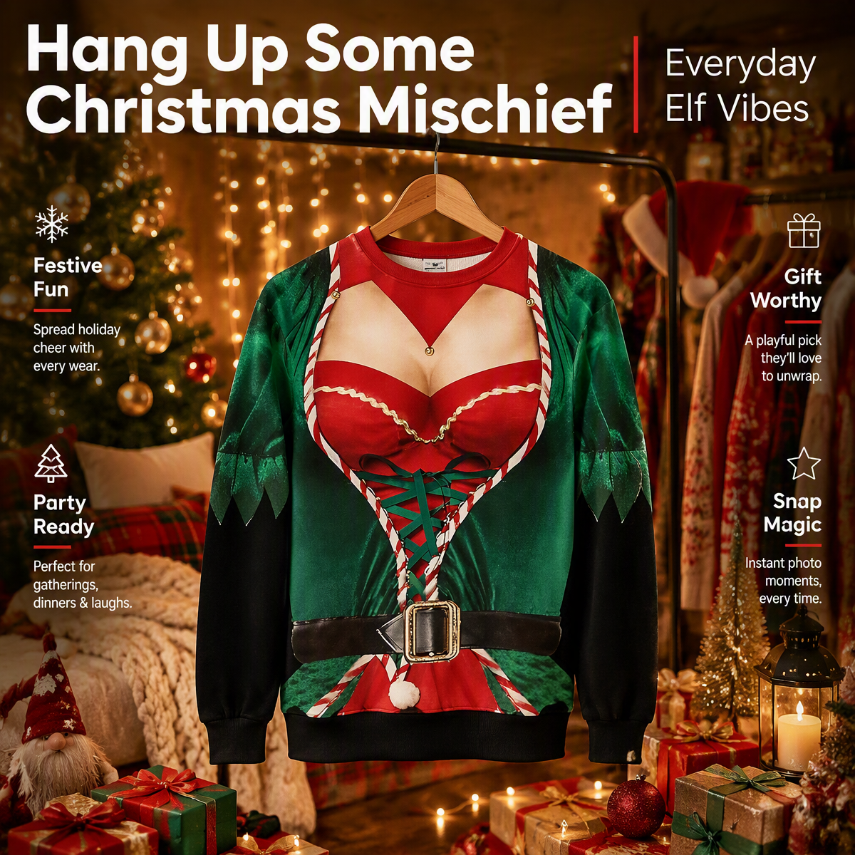 Lustiger Weihnachtspullover Mit Lippenmuster – Festlicher, Hässlicher Weihnachtspullover Für Männer Und Frauen - dephotoblanket