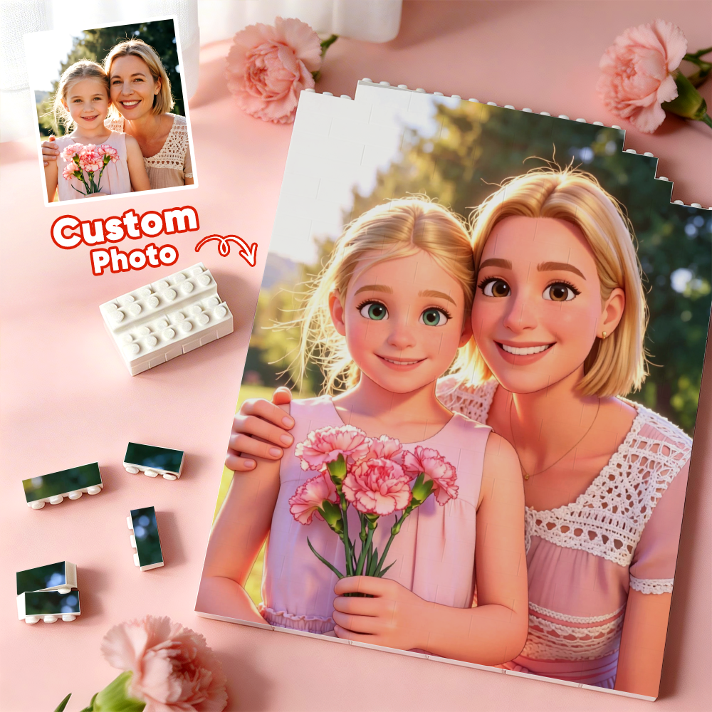 Individuell Gestalteter Foto-puzzle-rahmen Aus Bausteinen – Schafft Wärme, Ein Liebevolles Geschenk Für Mama Und Zum Muttertag - dephotoblanket