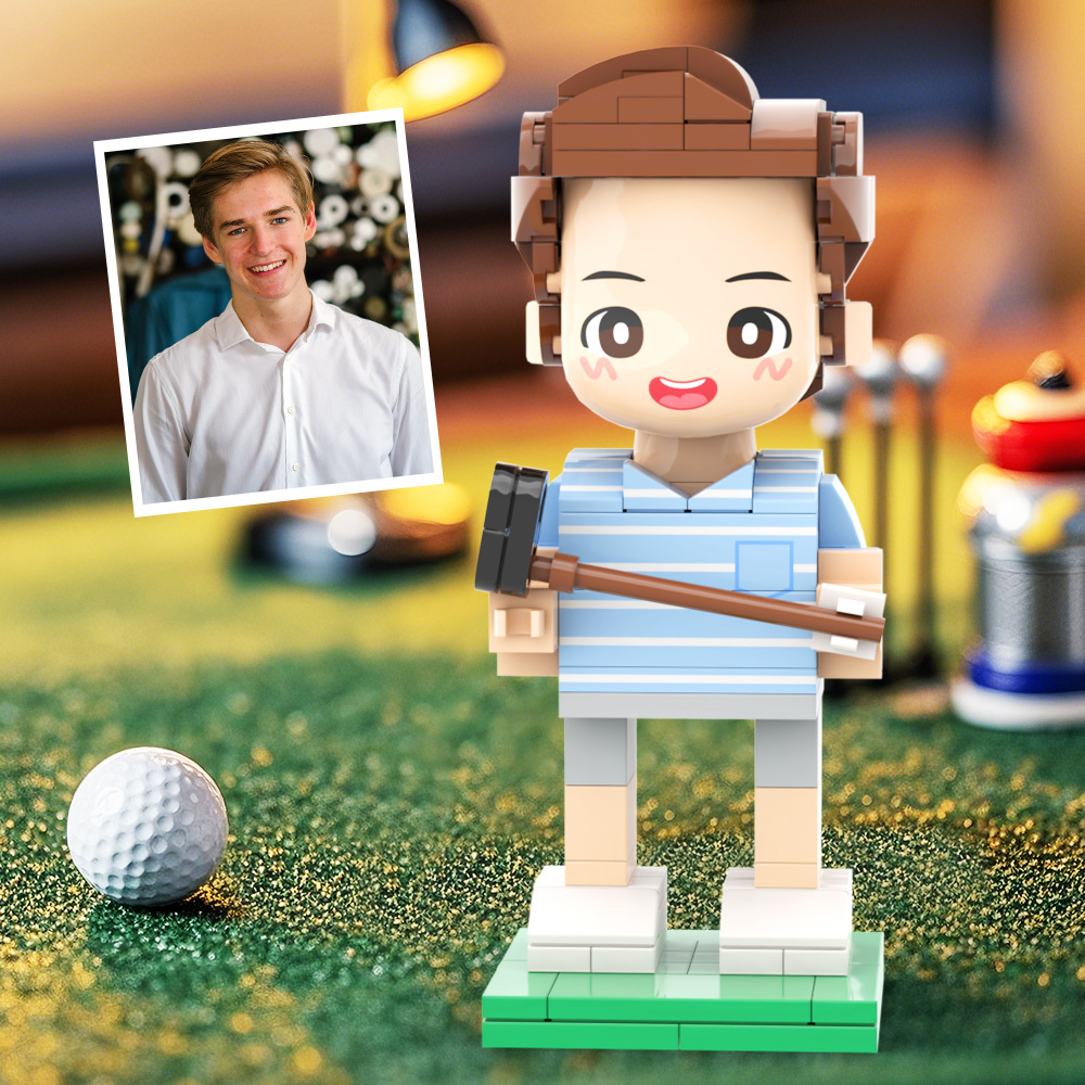 Personalisierte Kopf-pärchen-golffigur Aus Ziegelstein Mit Eingraviertem Text – Geschenkidee Für Berufstätige - dephotoblanket