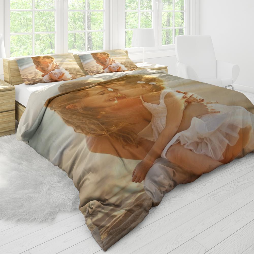 Polyesterfaser Muttertagsgeschenk Bettdecke Bezug Benutzerdefinierte Bettwäsche Bettuch Personalisierte Bettdecke Bezug Mit Ihren Fotos