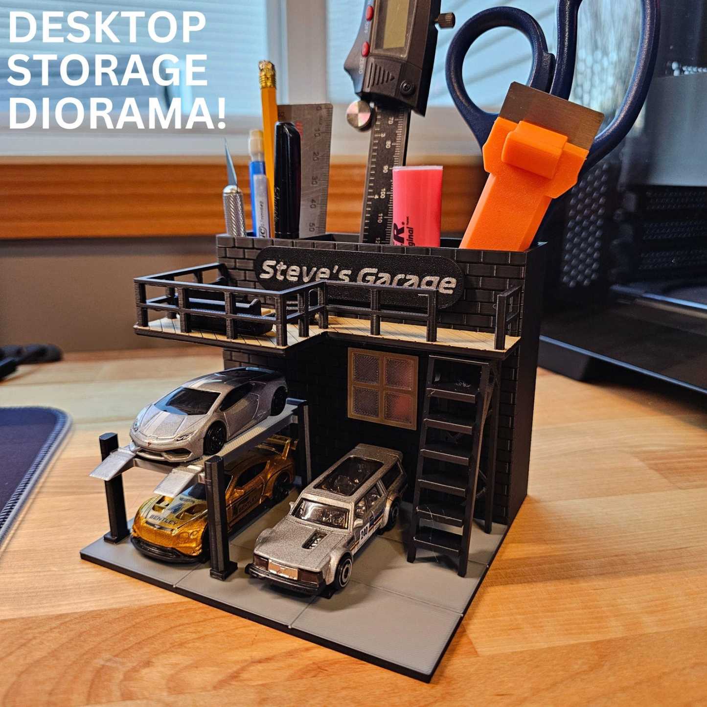 Personalisiertes Diorama Einer Diecast-autogarage, Schreibtisch-organizer, Maßstab 1:64 - dephotoblanket