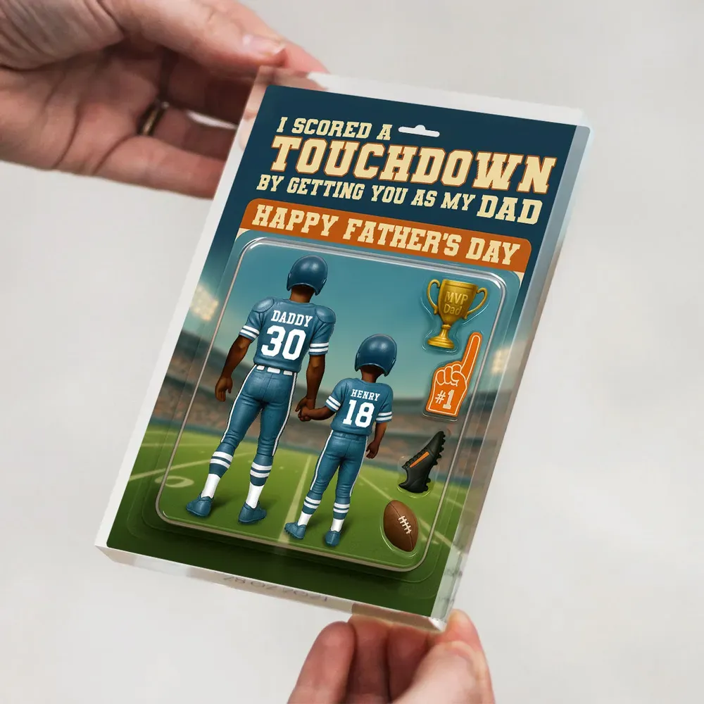 Ich Habe Einen Touchdown Erzielt Und Dich Als Meinen Vater Bekommen - Personalisierte Acrylblock-plakette Mit Individueller Figur, Vatertagsgeschenk Für Papa Oder Ehemann - dephotoblanket