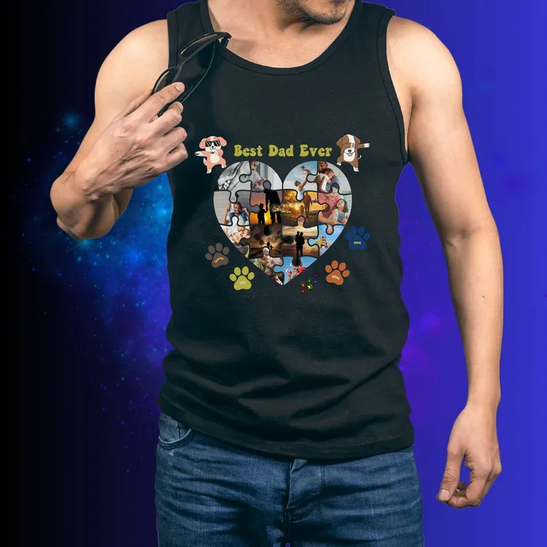 Benutzerdefiniertes Tanktop Für Hundeväter, T-shirt „bester Papa Aller Zeiten“, Vatertags-/geburtstagsgeschenke Für Papa, Grafik-t-shirt Für Den Sommer - dephotoblanket