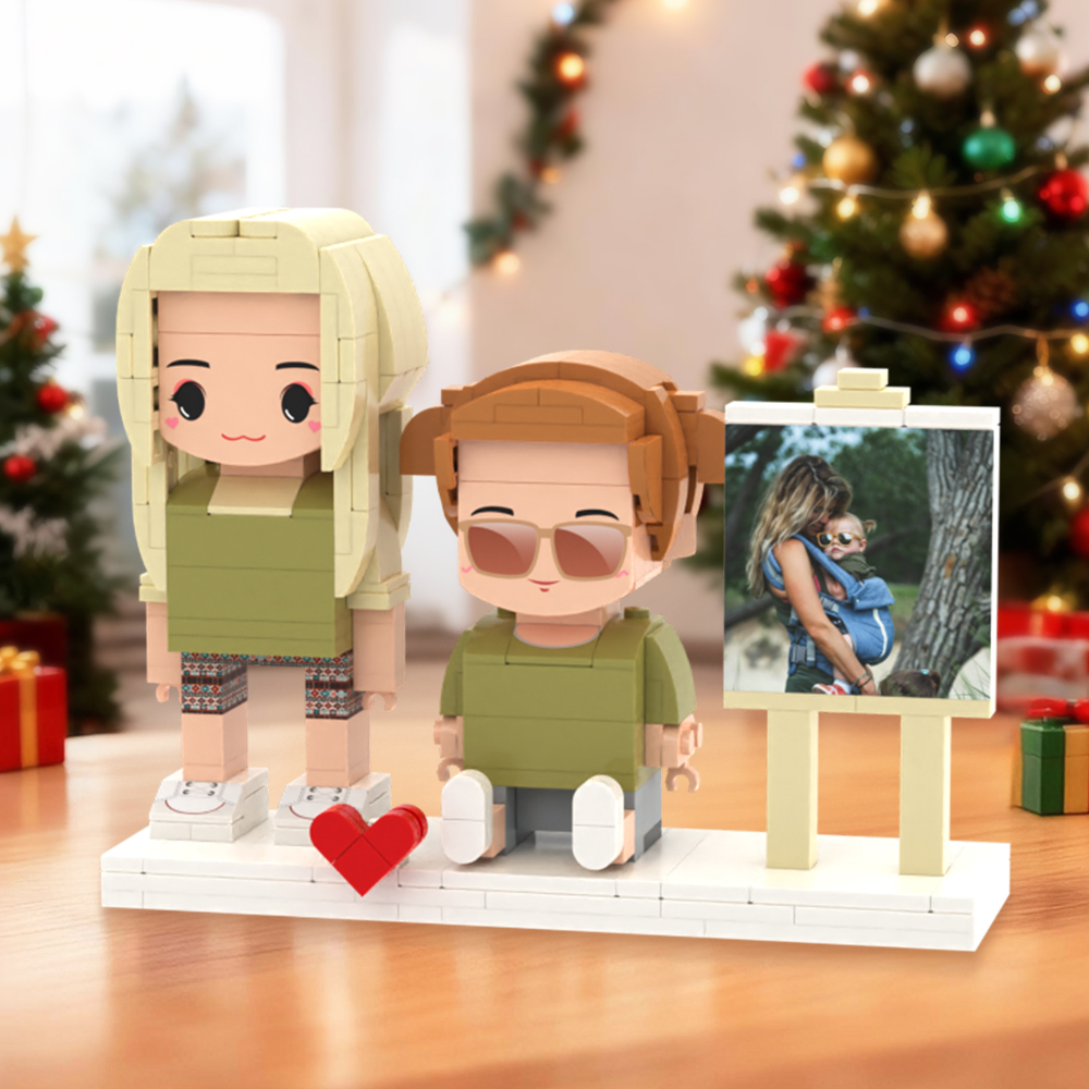 Individuell Gestaltbare Ganzkörper-spielfiguren Aus Bausteinen, Personalisierte Sitzende Spielfiguren Aus Bausteinen, Kinder Und Katze, Universelles Steckspielzeug Aus Kunststoff, Weihnachtsgeschenk - dephotoblanket