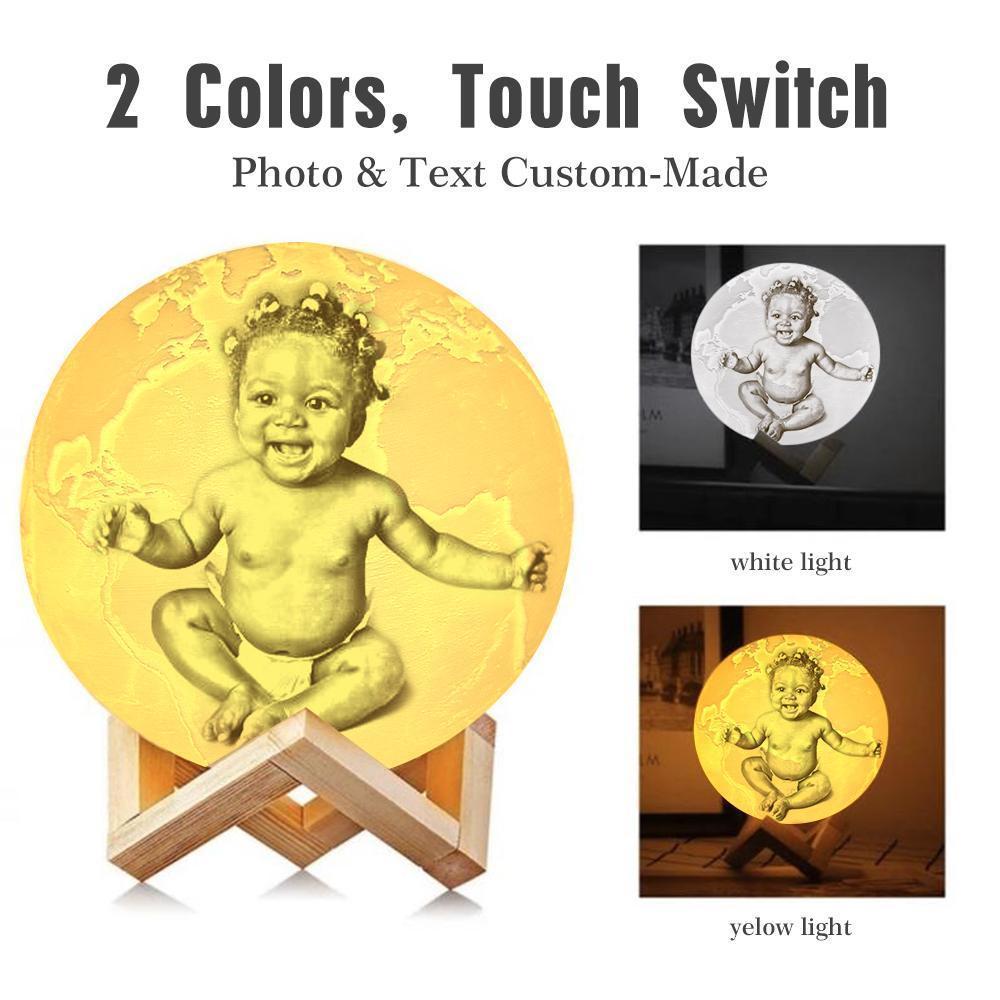 Benutzerdefinierte 3d-druck-foto-erdlampe Mit Ihrem Text – Für Babys – Berühren Sie Zwei Farben (10 Cm – 15 Cm) - dephotoblanket