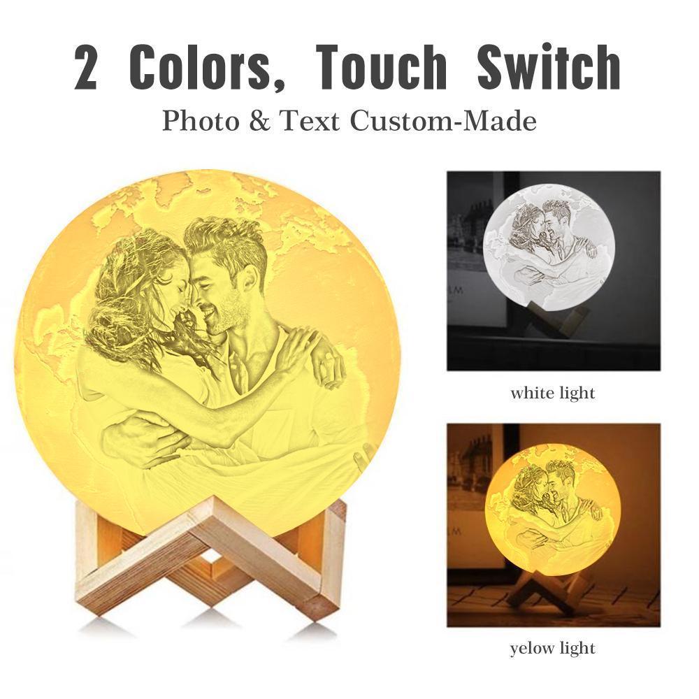 Benutzerdefinierte 3d-druck-foto-erdlampe Mit Ihrem Text – Zum Valentinstag – Berühren Sie Zwei Farben (10 Cm – 15 Cm) - dephotoblanket
