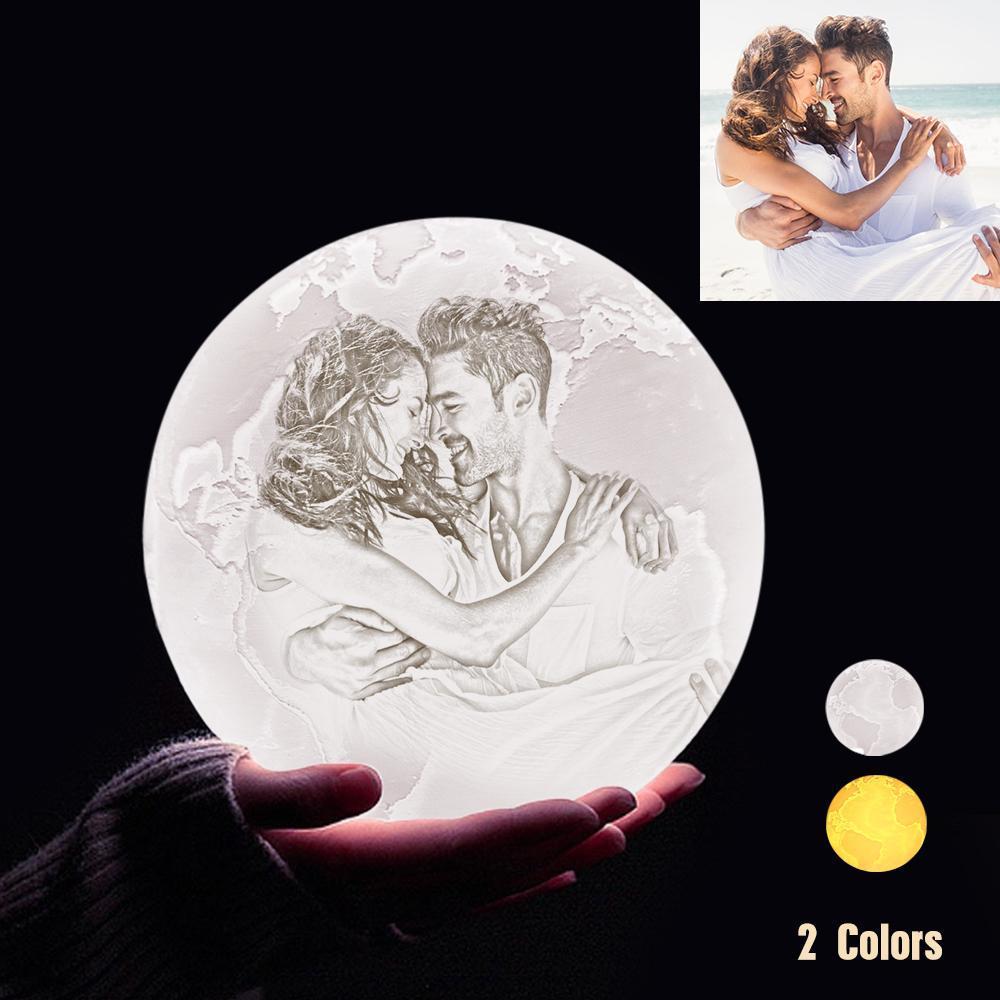 Benutzerdefinierte 3d-druck-foto-erdlampe Mit Ihrem Text – Zum Valentinstag – Berühren Sie Zwei Farben (10 Cm – 15 Cm) - dephotoblanket