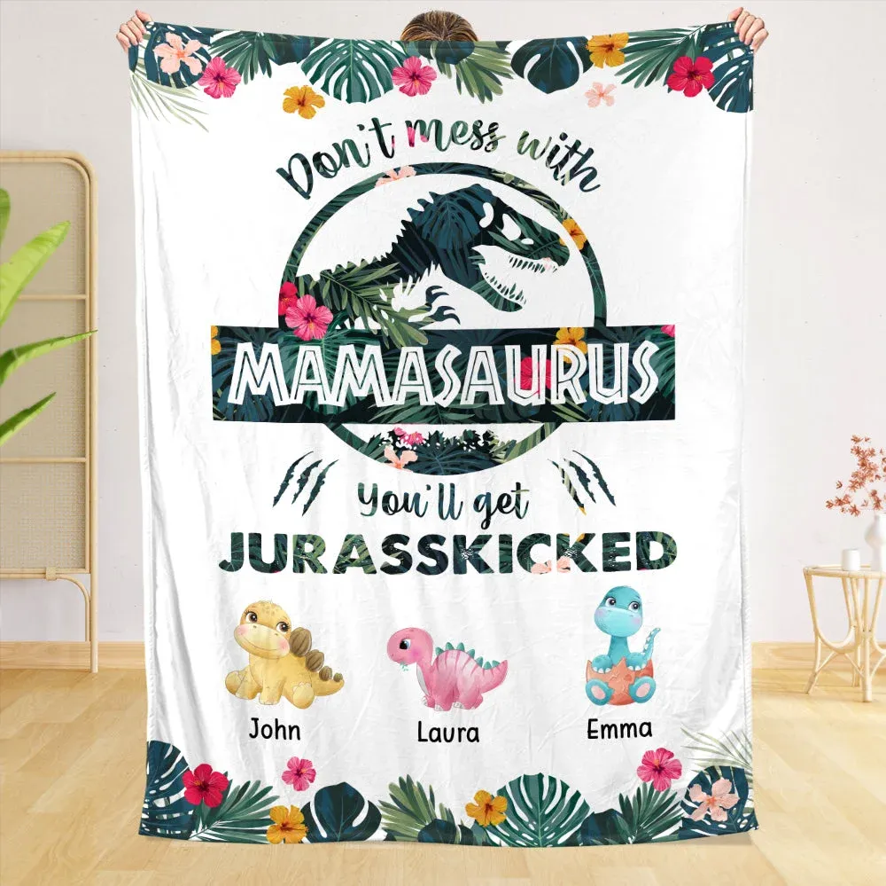 Don't Mess With Mamasaurus Tropical - Personalisierte Decke - Bestes Geschenk Für Mutter