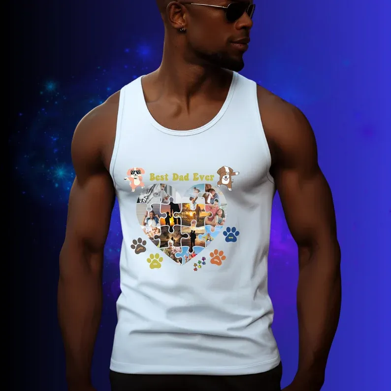 Benutzerdefiniertes Tanktop Für Hundeväter, T-shirt „bester Papa Aller Zeiten“, Vatertags-/geburtstagsgeschenke Für Papa, Grafik-t-shirt Für Den Sommer - dephotoblanket
