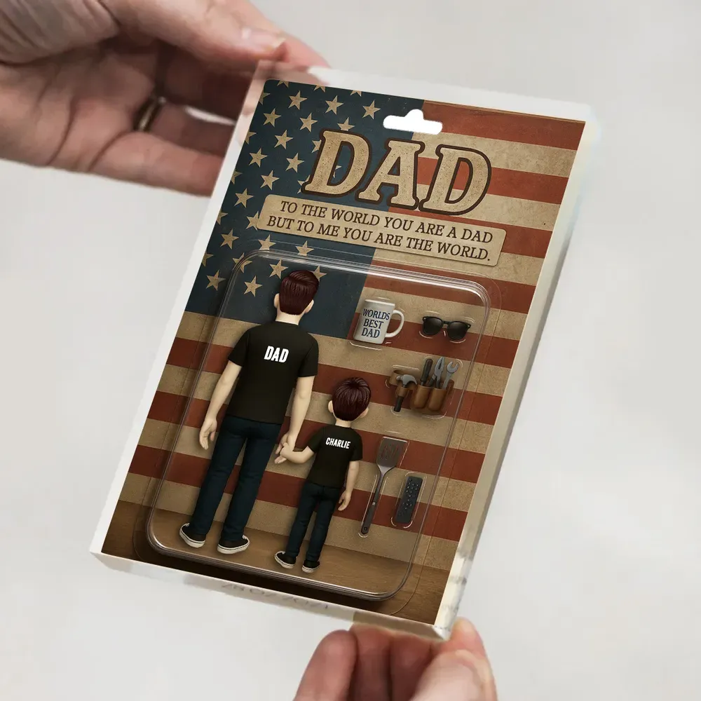 Papa Und Kinder Rückansicht Personalisierte Figur Personalisierte Acrylblock-plakette, Vatertagsgeschenk Für Papa Oder Ehemann - dephotoblanket