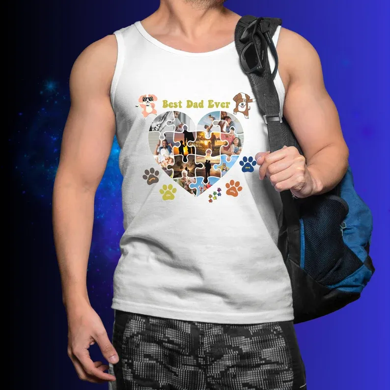 Benutzerdefiniertes Tanktop Für Hundeväter, T-shirt „bester Papa Aller Zeiten“, Vatertags-/geburtstagsgeschenke Für Papa, Grafik-t-shirt Für Den Sommer - dephotoblanket