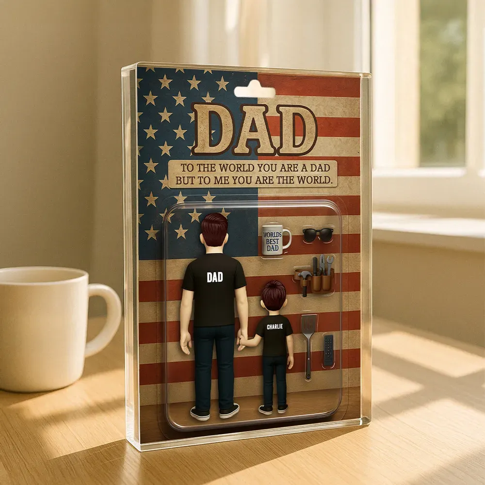 Papa Und Kinder Rückansicht Personalisierte Figur Personalisierte Acrylblock-plakette, Vatertagsgeschenk Für Papa Oder Ehemann - dephotoblanket
