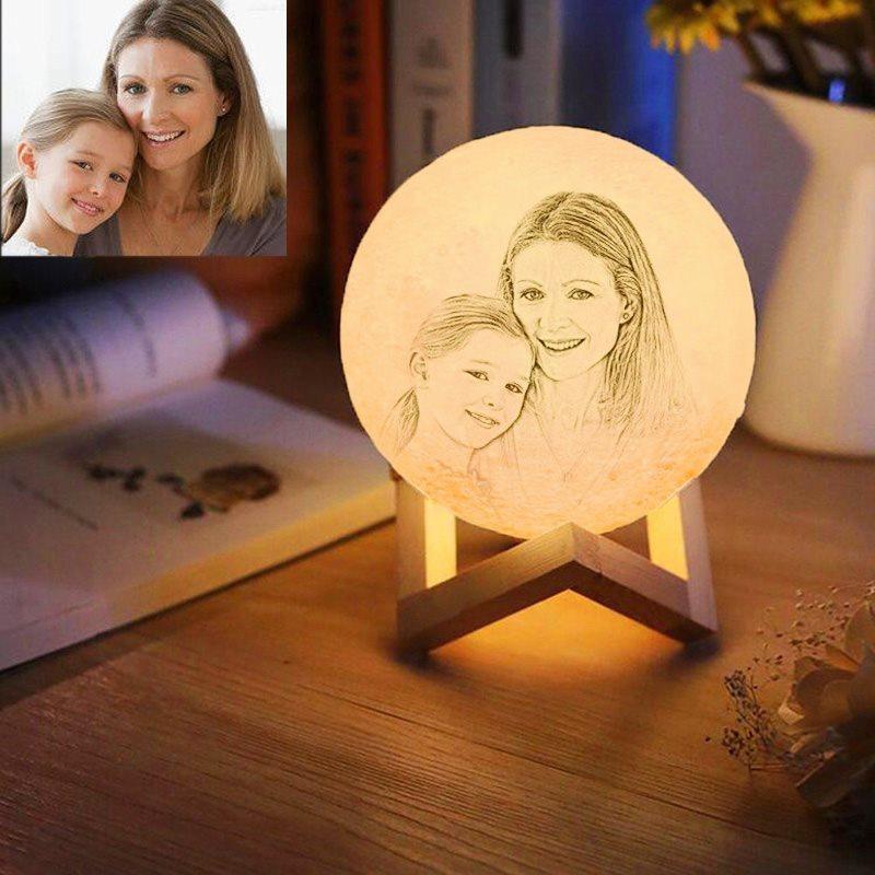 Mondlichtlampe 3d-druck Foto & Eingravierte Wörter Touch 3 Farben - dephotoblanket