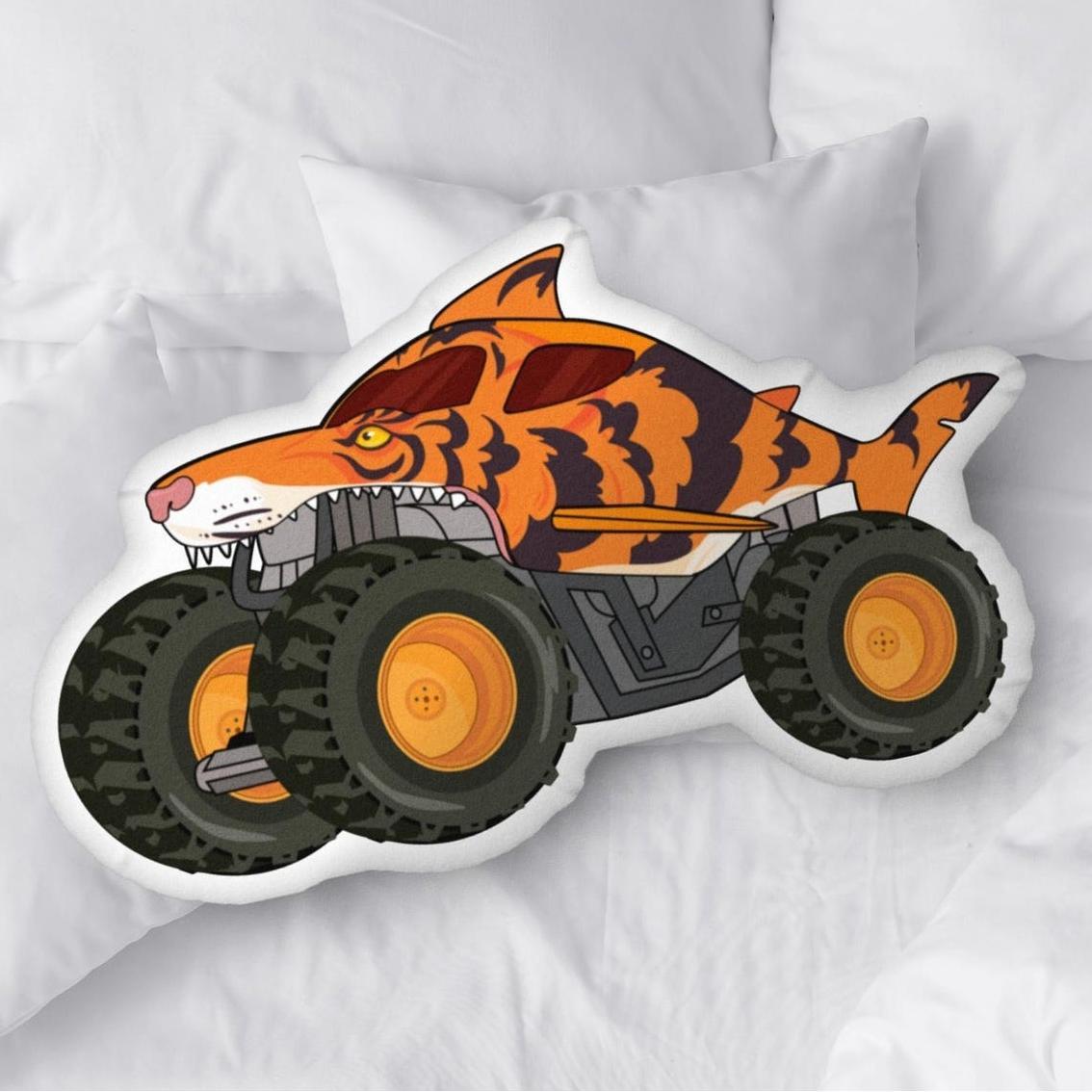Monster Truck Kissen, Monster Truck Dekokissen, Kinderkissen, Jungenzimmer Deko - dephotoblanket