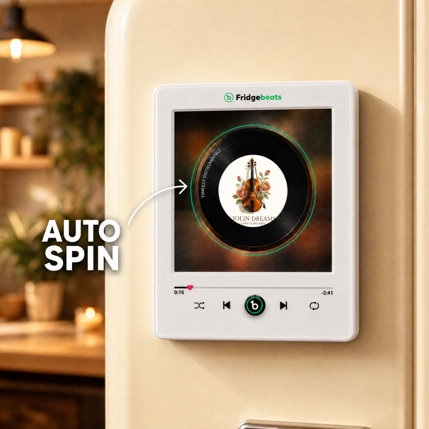 Personalized Vinyl Record Fridge Magnet - Custom Music Player Magnet with Photo, Song & Auto-Spin Options