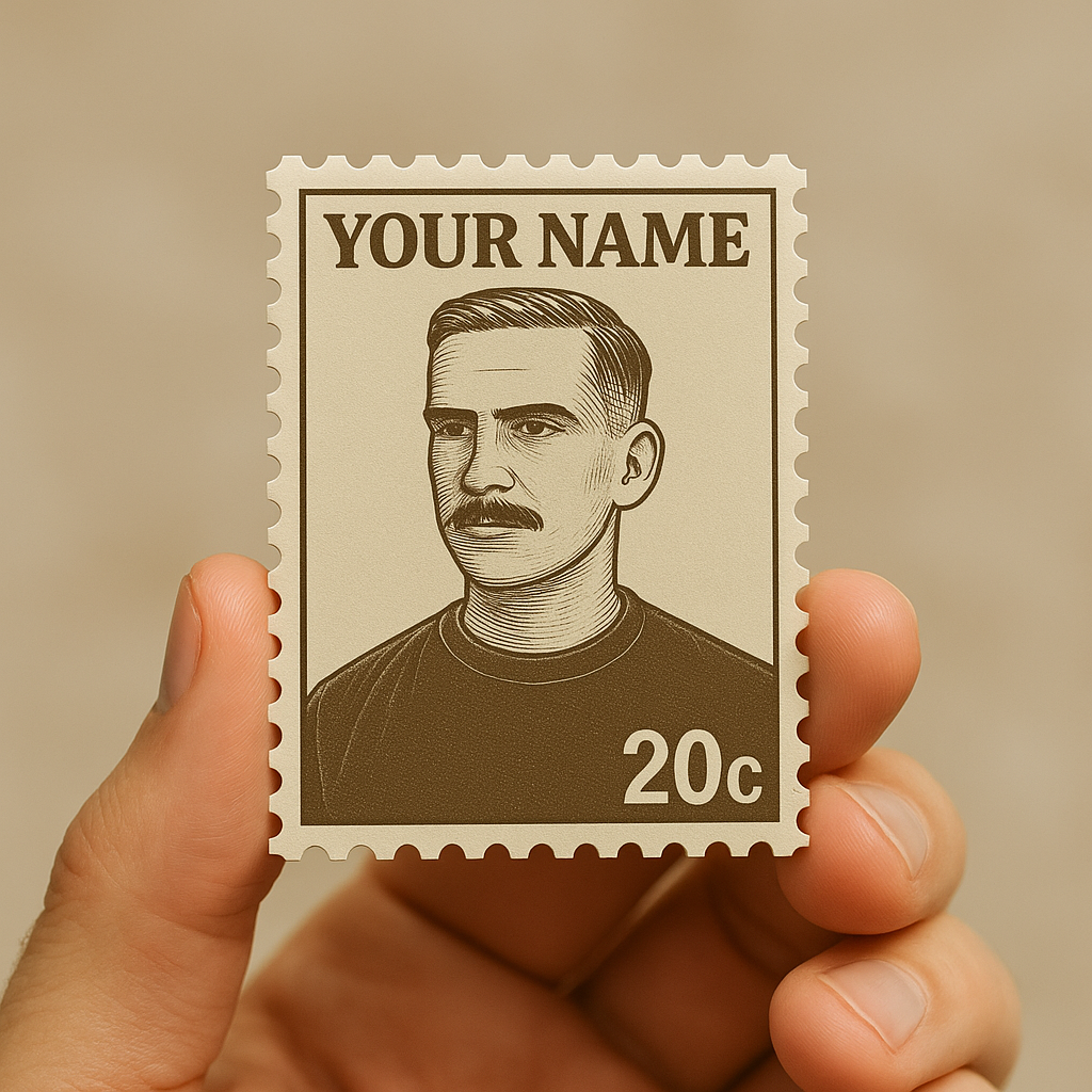 Kühlschrankmagnet Mit Individuellem Portrait Und Vintage-stempel, Personalisierter Fotoname, Briefmarke, Kühlschrankmagnet, Jubiläumsgeschenke - dephotoblanket