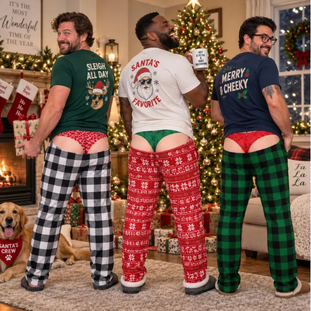 Lustige 3D-gedruckte Hässliche Weihnachts-Pyjamahose – Freche Lounge-Hose Mit Cutout-Po-Illusion, Urkomisches Weihnachtsgeschenk Für Männer, Paare Und Den Wichteln - dephotoblanket