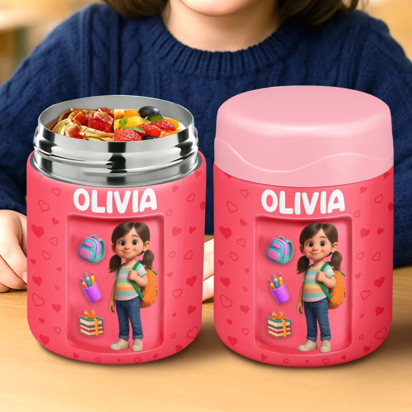 Benutzerdefiniertes Foto 3d-aufgeblasener Effekt Bedruckte Kinderwasserflasche - Personalisierte Geschenke Zum Schulanfang Für Kinder - dephotoblanket