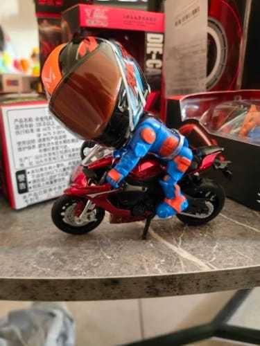 Mini-motorradfahrer-puppe, Verwandelbar, Mit Rennhelm, Biker-schreibtischdekoration, Geschenk