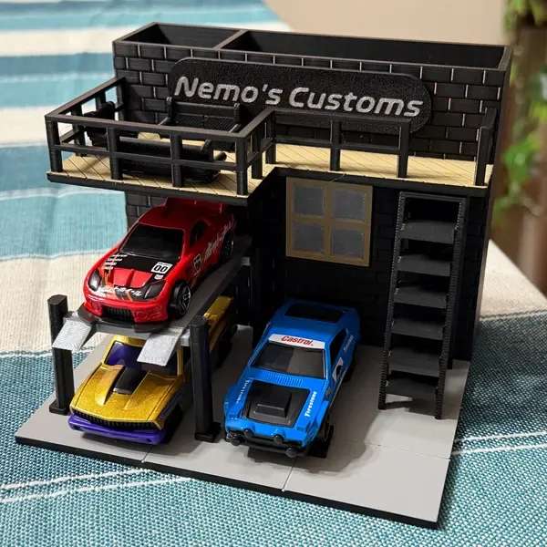 Personalisiertes Diorama Einer Diecast-autogarage, Schreibtisch-organizer, Maßstab 1:64 - dephotoblanket