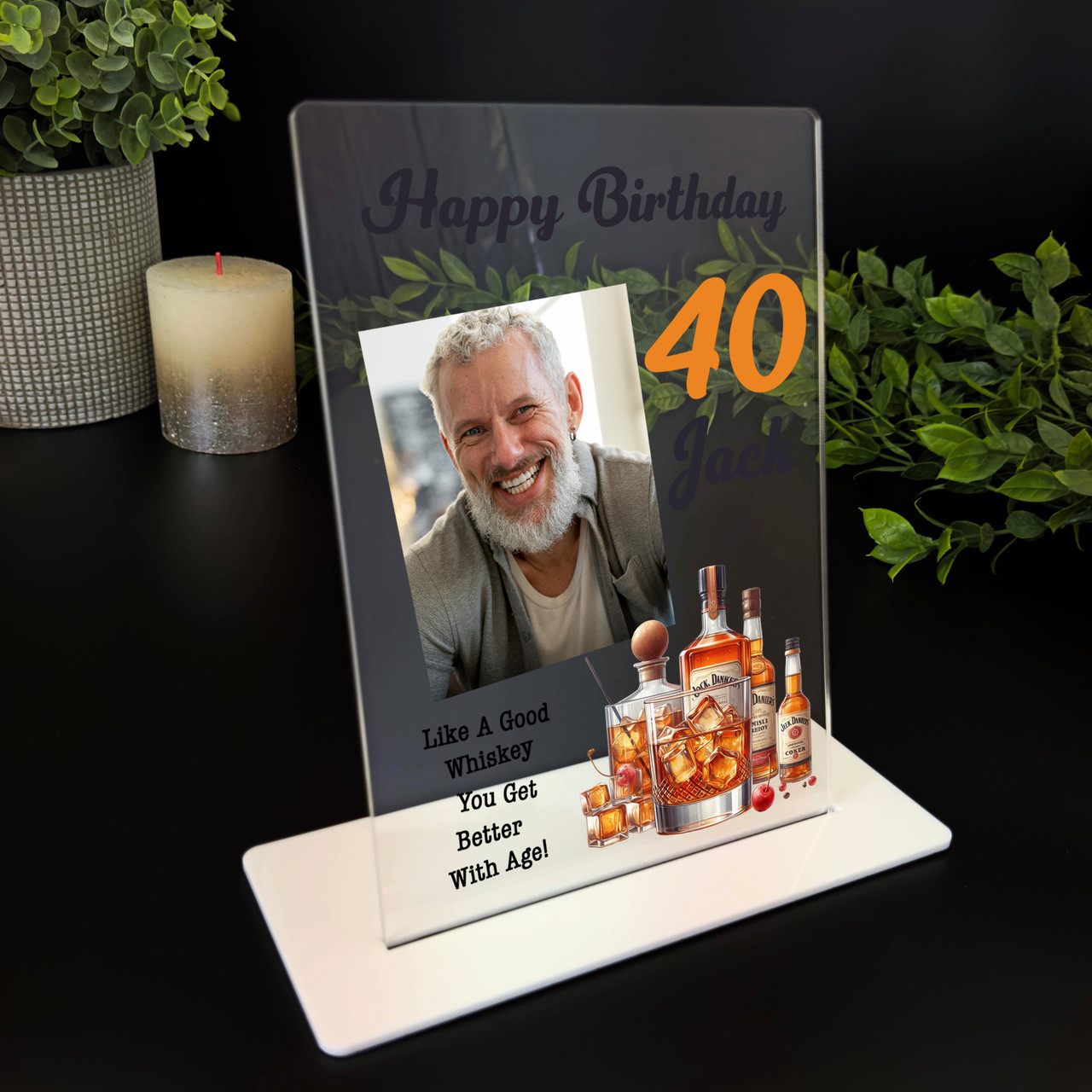 Geburtstagsgeschenk Whiskyflaschen Foto Benutzerdefiniertes Personalisiertes Geschenk Acrylplakette