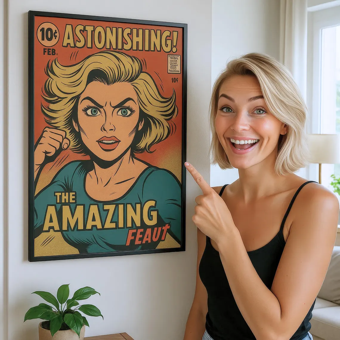 Personalisiertes Retro-comic-cover-portrait Vom Foto, Leinwand-wandkunst | Vintage Retro 8 Hintergrundstile Kunstgeschenk Für Freunde Oder Paare