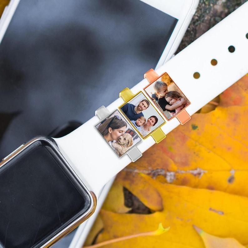 Personalisierter Uhrenarmband-charm, Personalisierter Foto-smartwatch-charm, Personalisierter Bild-uhrenarmband-charm, Graviertes Smartwatch-accessoire - dephotoblanket