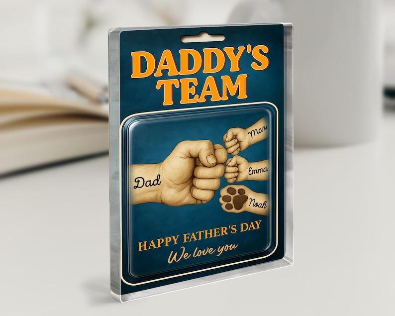 Personalisiertes Vatertagsgeschenk Für Papa, Daddy Team Fist Bump, Acrylblock-plakette, Geschenk Für Ehemann, Papa-geburtstagsgeschenk, Geschenke Für Neue Papas - dephotoblanket