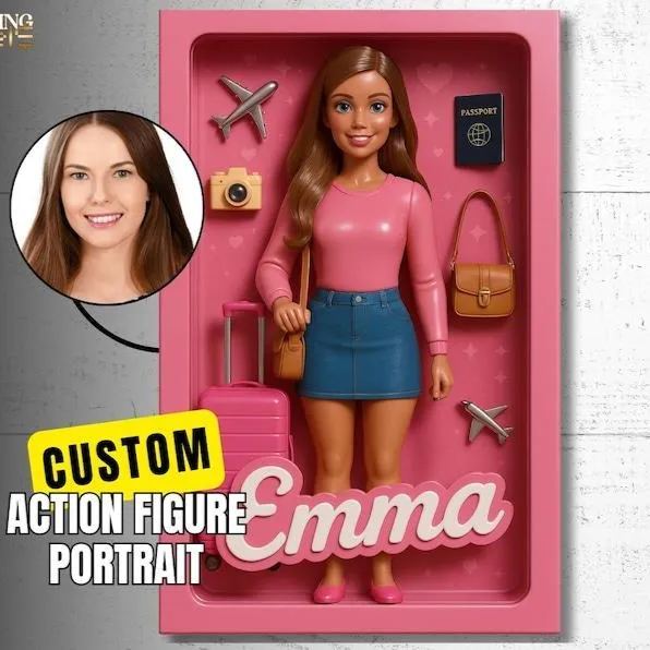 Personalisiertes Actionfigurenportrait Im Puppenstil, Personalisierte Spielzeugbox-kunst, Personalisiertes Starter-kit, Personalisierte Spielzeugfigur-kunst, Trendiges Actionfigur-geschenk