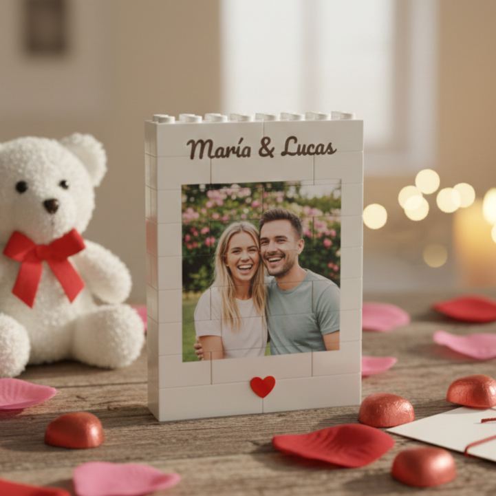 Individuell Gestaltbarer Foto-puzzle-rahmen Aus Bausteinen – Gestalten Sie Ihre Liebe, Ein Romantisches Geschenk Für Paare Zum Valentinstag Und Jahrestag - dephotoblanket