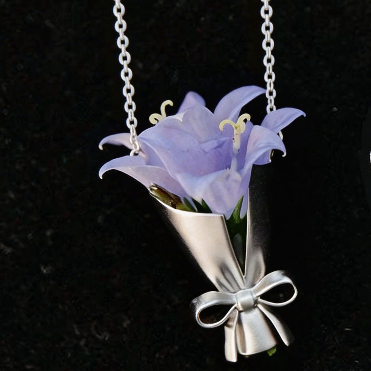Mini-blumenstrauß-halskette & Brosche Mit Schleifen-design