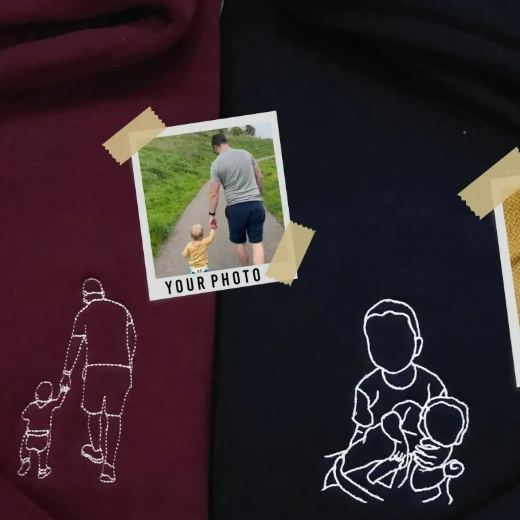 Personalisiertes Sweatshirt Mit Farbenfroher Stickerei Und Einem Porträt Eines Paares/vaters/mama – Eine Geschenkidee Zum Vatertag