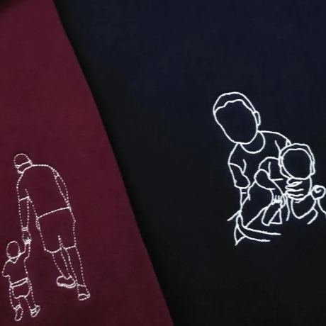 Personalisiertes Sweatshirt Mit Farbenfroher Stickerei Und Einem Porträt Eines Paares/vaters/mama – Eine Geschenkidee Zum Vatertag