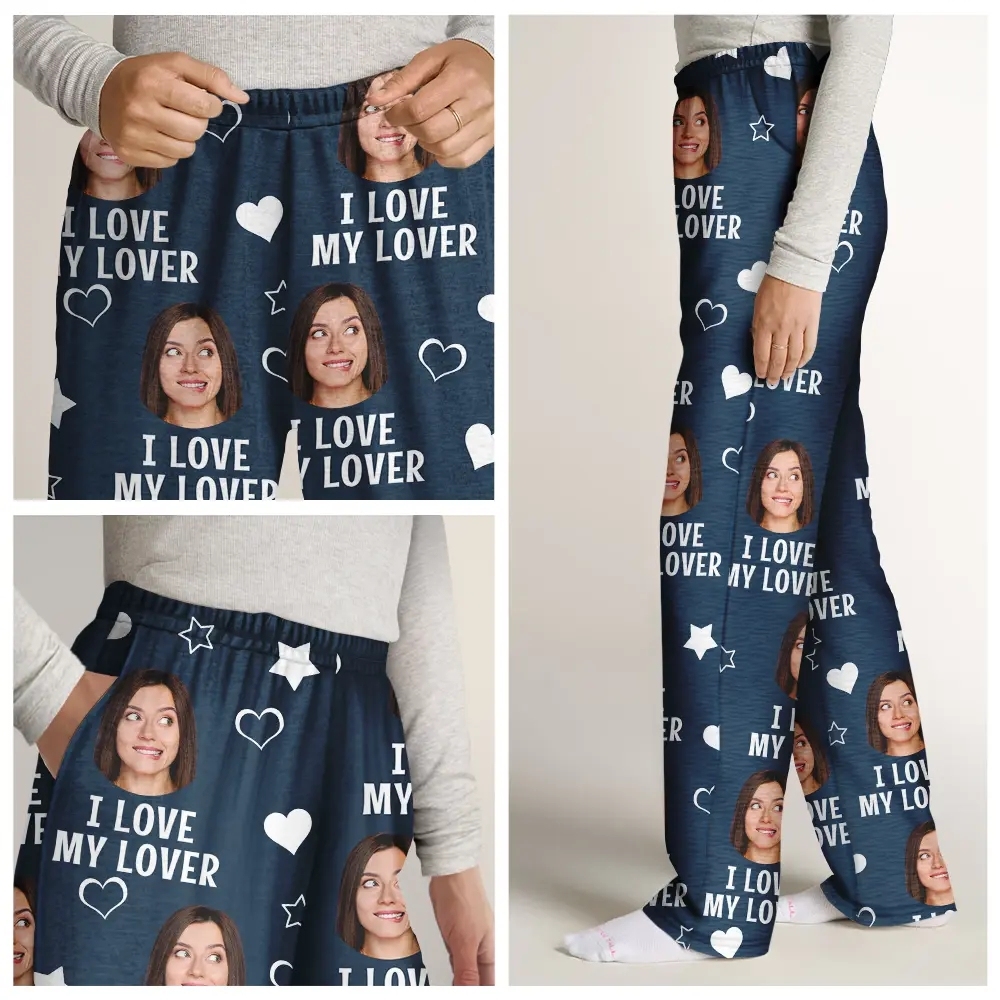 Individuelles Foto „i Love My Lover“ – Personalisierte Pyjamahose - dephotoblanket