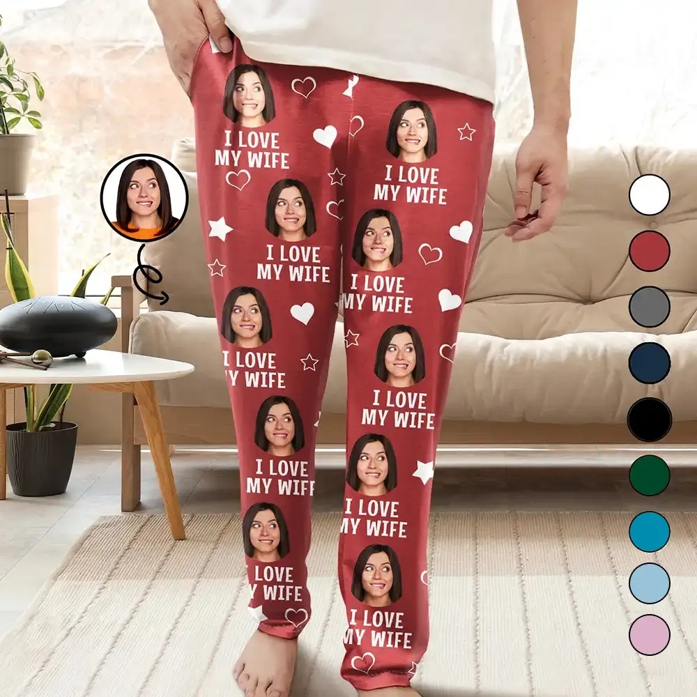Individuelles Foto „i Love My Lover“ – Personalisierte Pyjamahose - dephotoblanket