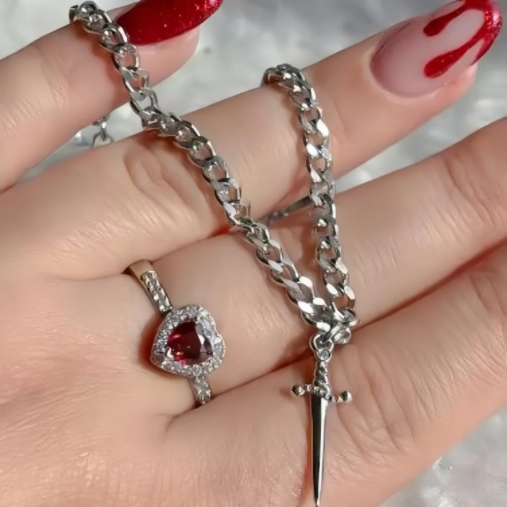 „du Bist In Meinem Herzen“-ring- Und Armbandset, Herzschwertring Und Armband - dephotoblanket