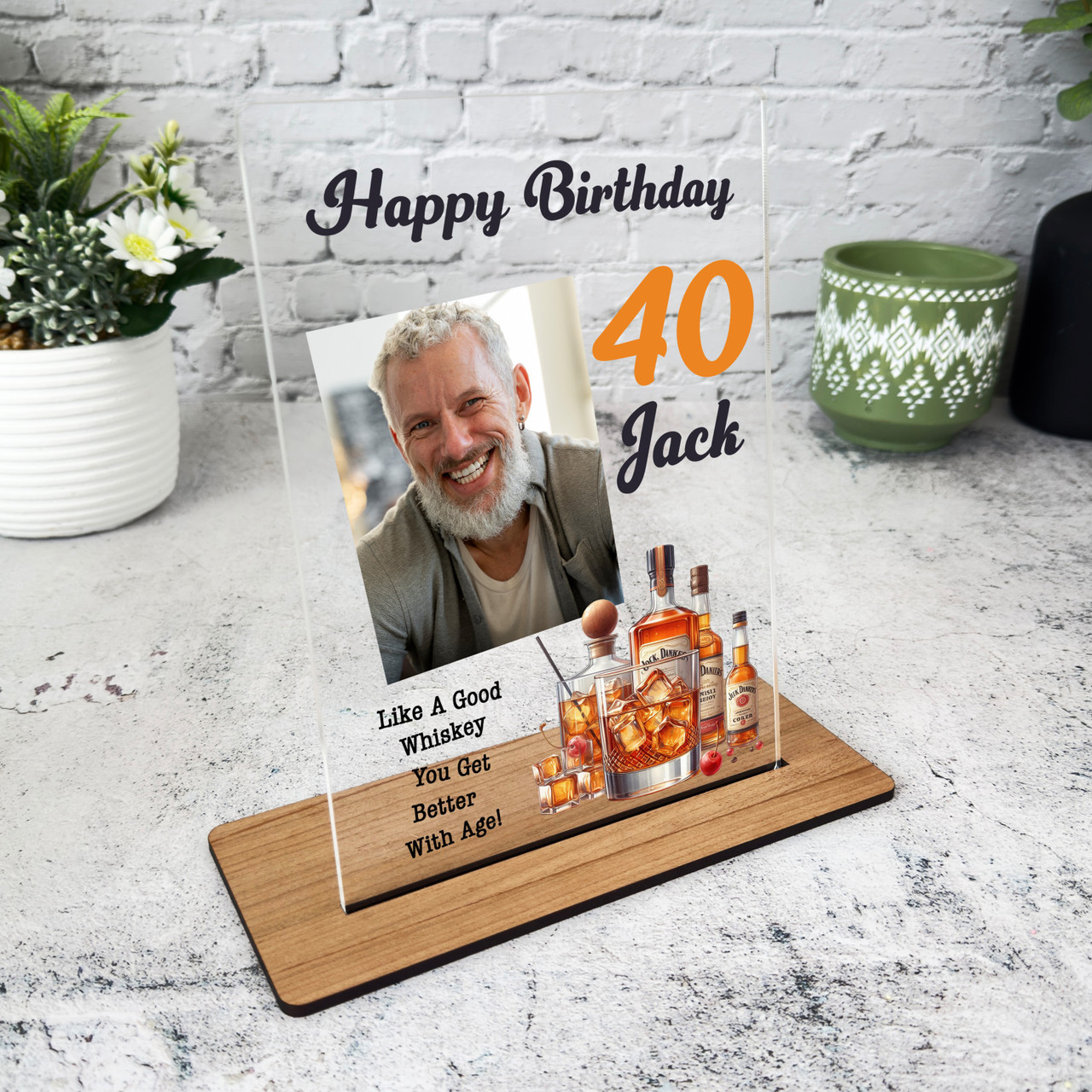 Geburtstagsgeschenk Whiskyflaschen Foto Benutzerdefiniertes Personalisiertes Geschenk Acrylplakette