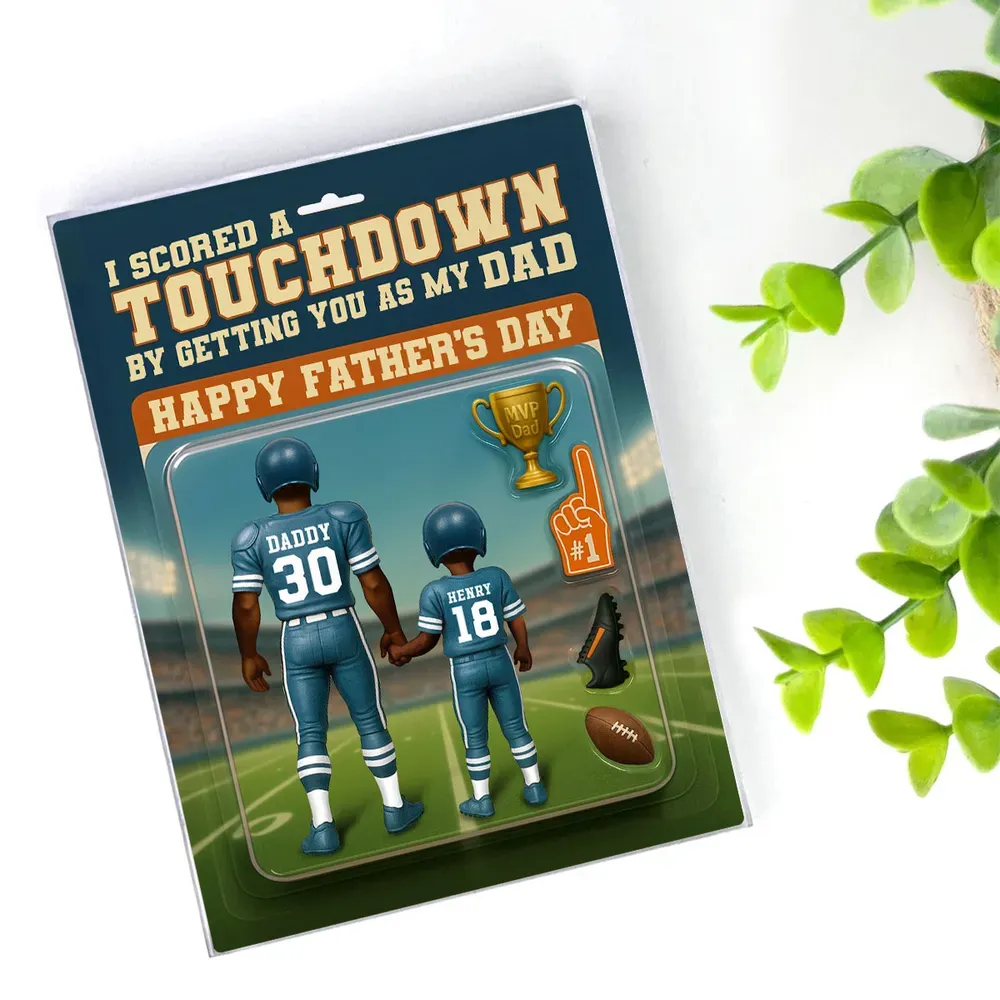 Ich Habe Einen Touchdown Erzielt Und Dich Als Meinen Vater Bekommen - Personalisierte Acrylblock-plakette Mit Individueller Figur, Vatertagsgeschenk Für Papa Oder Ehemann - dephotoblanket