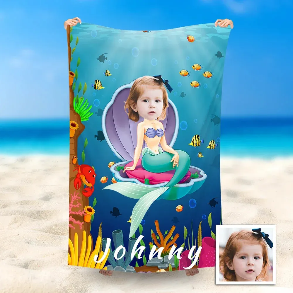 Benutzerdefiniertes Foto-strandtuch, Meerjungfrau-prinzessin-schwimmtu