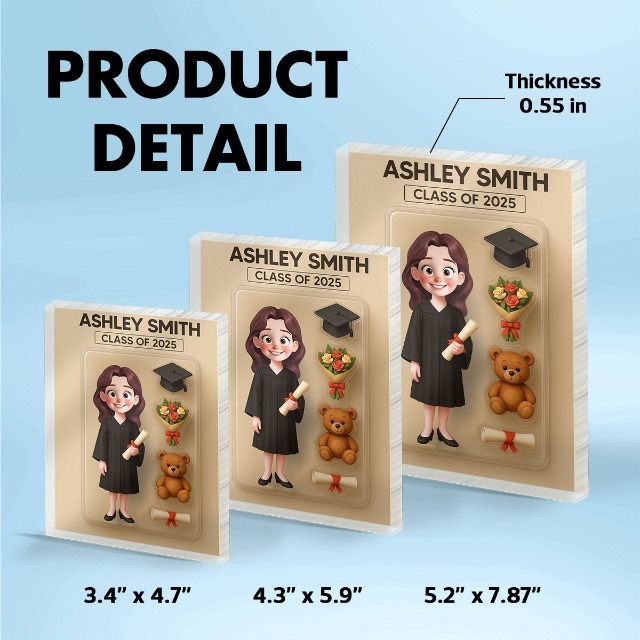 Benutzerdefinierte Figur, Personalisierte Abschlusstafel Aus Acrylblock Für Absolventen, Personalisierter Fotorahmen, Acryldekorationsstil Für Neue Absolventen - dephotoblanket
