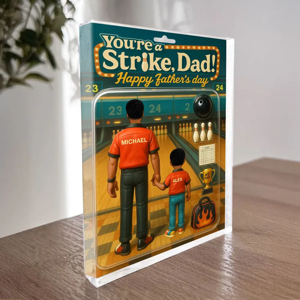 Strike! Custom Bowling Dad Acrylblock-plakette - Personalisiertes Vatertagsgeschenk Für Papa Oder Ehemann - dephotoblanket