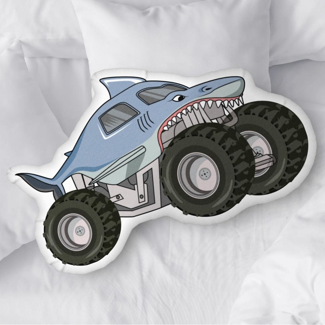 Monster Truck Kissen, Monster Truck Dekokissen, Kinderkissen, Jungenzimmer Deko - dephotoblanket