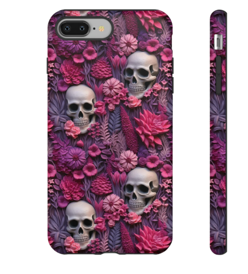Valentinstag-skelette In Blühender Handyhülle | Gestickte Valentinstag Cottagecore Floral Skull Handyhülle Für Iphone | Pixel | Samsung