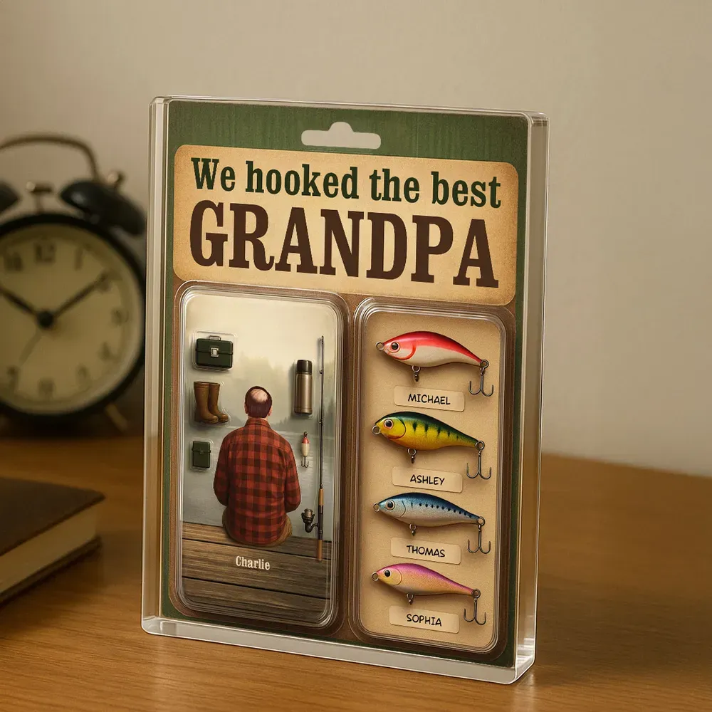 Personalisierte Acryl-blocktafel „wir Haben Den Besten Papa Und Opa Gehakt“ Mit Realistischem Figurendesign - dephotoblanket