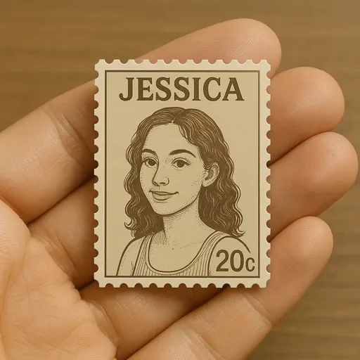 Kühlschrankmagnet Mit Individuellem Portrait Und Vintage-stempel, Personalisierter Fotoname, Briefmarke, Kühlschrankmagnet, Jubiläumsgeschenke - dephotoblanket