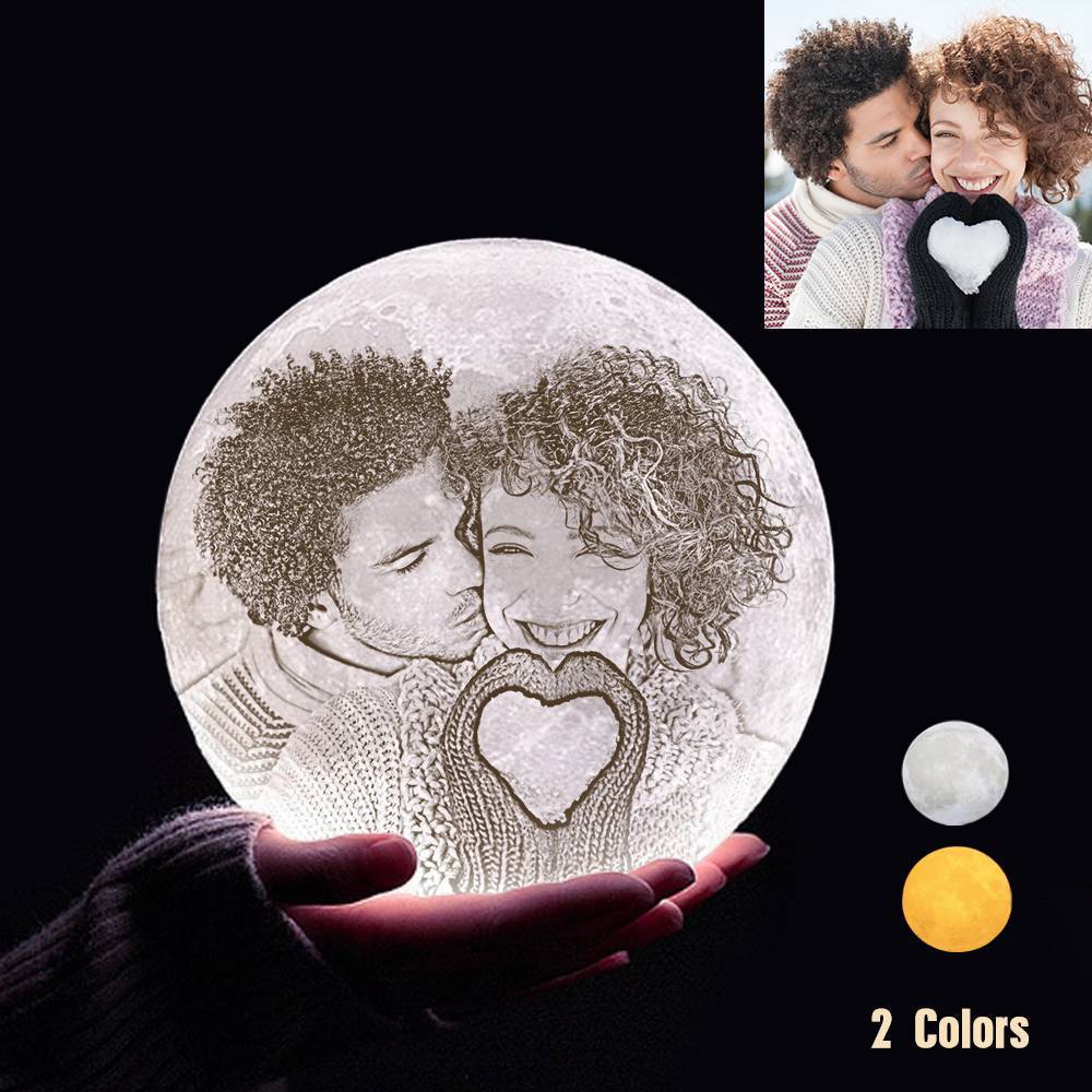 Foto-mondlampe, Individuelles 3d-druck-foto-mondlicht Mit Ihrem Text – Touch Zwei Farben (10–15 Cm) - dephotoblanket