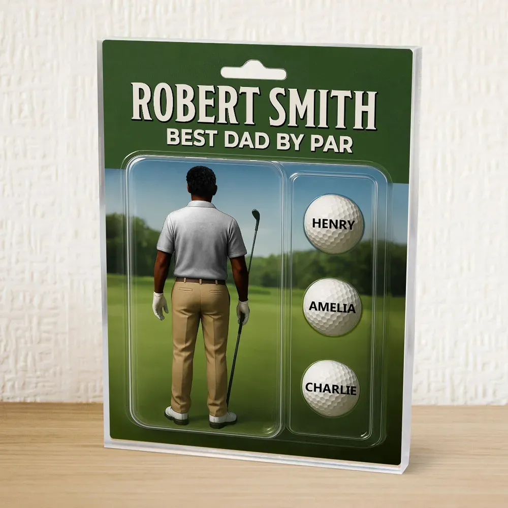 Personalisierte Acryl-blockplakette „best Dad By Par“ Golf-geschenk Mit Individuellen Kindernamen. Perfektes Vatertagsgeschenk Für Golfbegeisterte Väter - dephotoblanket