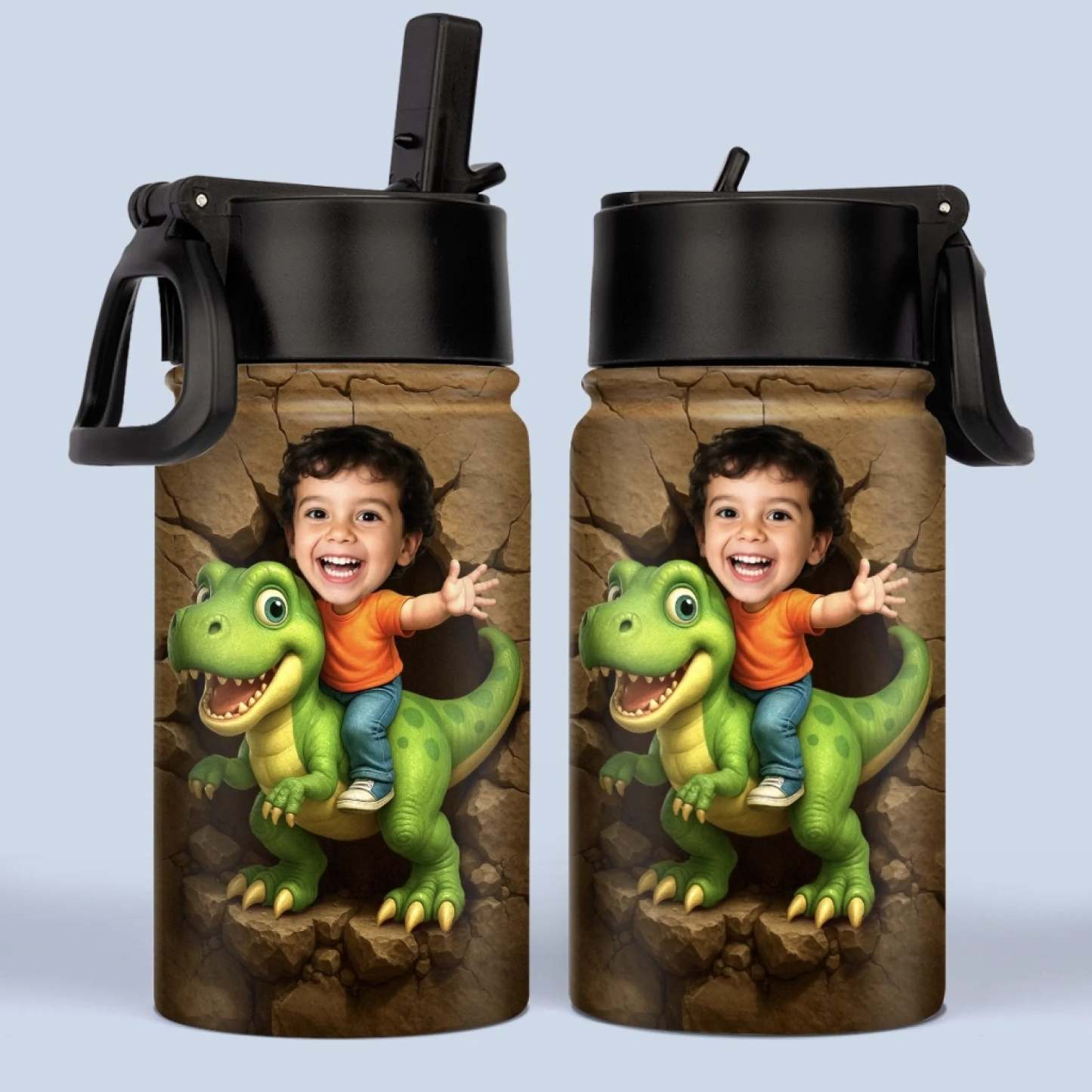 Benutzerdefiniertes Foto 3d-aufgeblasener Effekt Bedruckte Kinderwasserflasche - Personalisierte Geschenke Zum Schulanfang Für Kinder - dephotoblanket